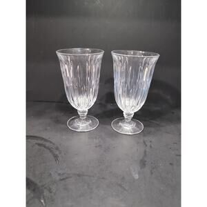Fostoria Kimberly‎ Iced Tea Goblets, 6.25" Glasses Set of 2, Vtg Glass Drinkware